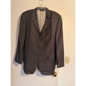 Harold Powell Mens 44L Blazer Jacket Pure New Wool Cashmere Blend Dark Gray